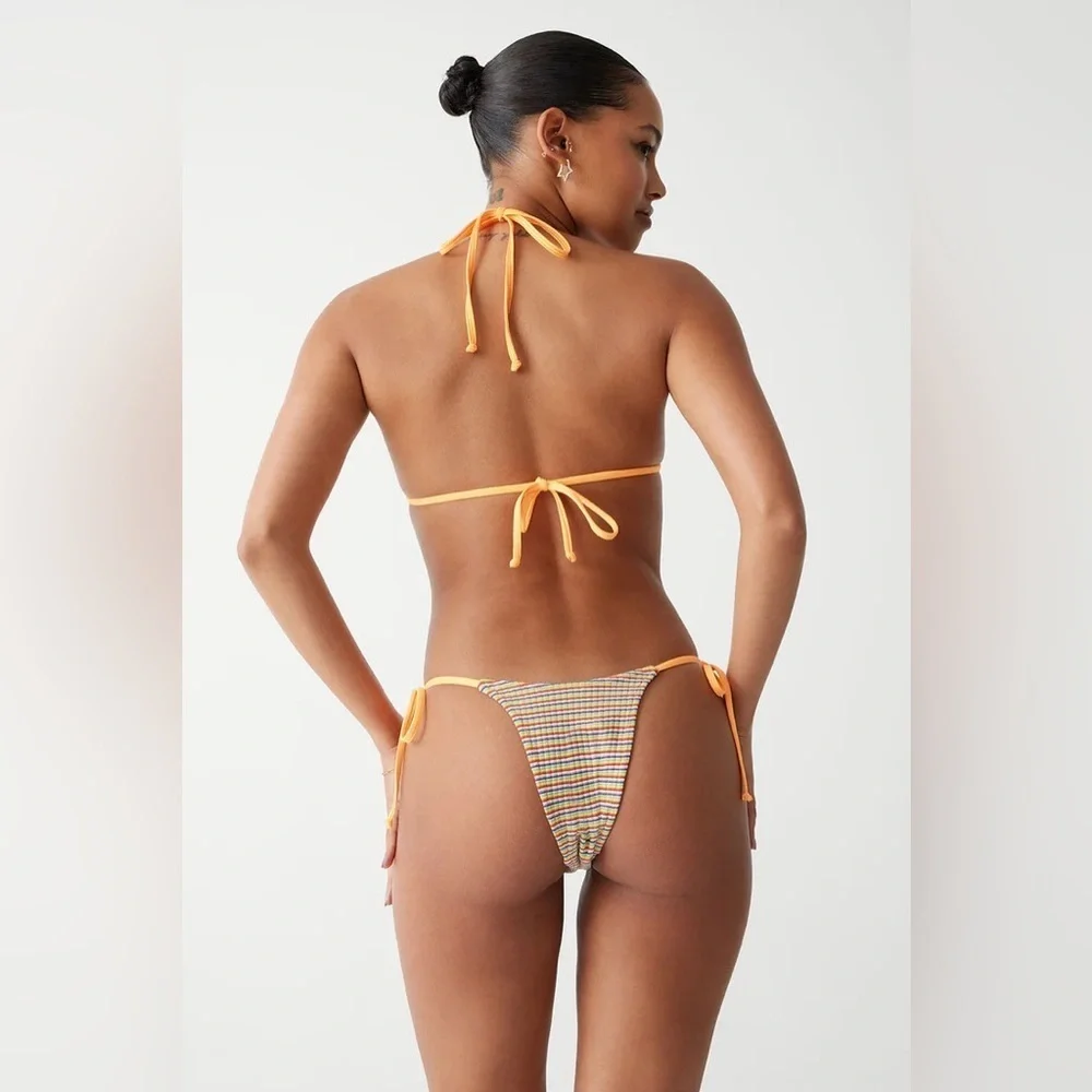 New! Frankies Bikinis Divine Striped Skimpy Bottom in Hawaiian Sky 31524